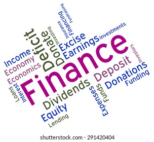 Finance Word Representing Commerce Text And Business 