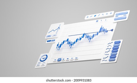 Financial Business Investment Stock Market forex crypto currency Trading candlestick data refits analysis chart graph interface display technology、stock chart concept、3Dレンダリング。
