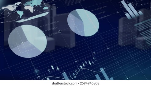 Financial charts and graphs image over world map and data analysis. Finance, economy, statistics, global, analytics, visualization - Powered by Shutterstock - Get 15% off with code: PIKWIZARD15