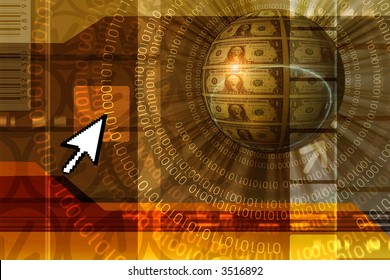 Financial Concept Background Orange Binary Data Stock Illustration ...