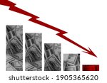 Financial crisis. Graph shows a long decline in economy. Financial crisis in state economy. Falling graph on a white background. Beginning of a new great depression due to financial crisis.