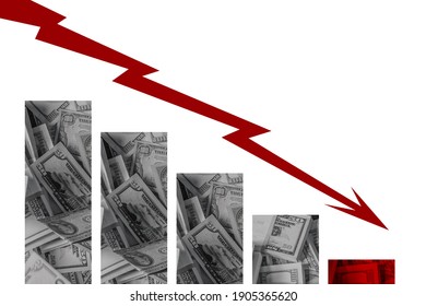 Financial crisis. Graph shows a long decline in economy. Financial crisis in state economy. Falling graph on a white background. Beginning of a new great depression due to financial crisis. - Shutterstock ID 1905365620
