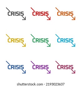 Financial Crisis Icon. Set Icons Colorful