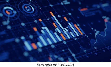 Financial data document graph chart report statistic marketing research development  planning management strategy analysis accounting. Financial business technology hologram concept. 3d rendering.