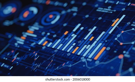 Financial data document graph chart report statistic marketing research development  planning management strategy analysis accounting. Financial business technology hologram concept. 3d rendering.