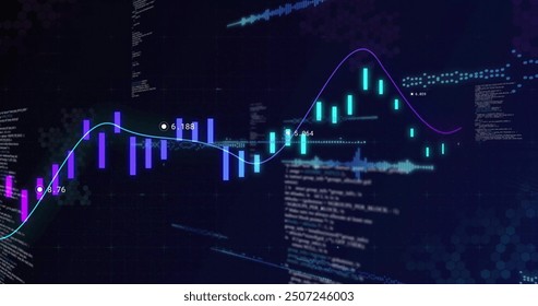 Financial data and stock market analysis image with graphs and charts. Finance, analytics, data visualization, investment, economic trends, trading