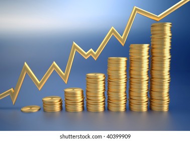 Financial Diagram Consisting Of Gold Penny  - Rd Render