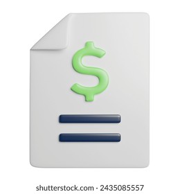 Financial Document Report 3D Rendering Illustration