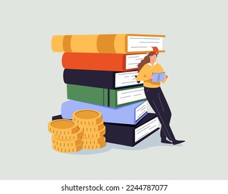 Financial education illustration set. Student characters investing money in education and knowledge. Personal finance management and financial literacy concept illustration. - Powered by Shutterstock