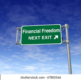 Financial Freedom Business Freeway Exit Sign Highway Street Symbol Green Signage Road Symbol