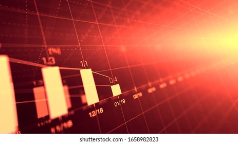 Financial Graph Showing Statistics, Prices Falling, Stock Market Crash, Crisis, Inflation Rate. Electronic Chart With Stock Market Fluctuations Abstract Concept.