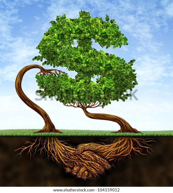 Financial Growth Agreement Two Trees Shape Stock Illustration 104159012