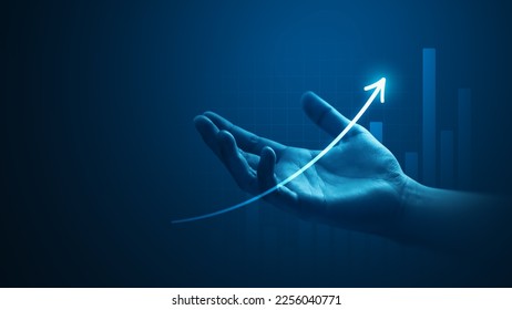 Financial growth digital arrow graph success business investment profit strategy concept background with increase market finance development chart or economy advisor wealth stock analysis goal target. - Powered by Shutterstock