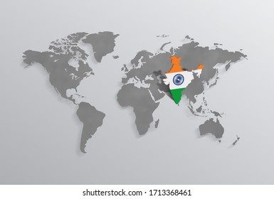 Financial Growth Of Indian Economy Infographics India Map Standing Out  On World Map Growing Digital India 3D ILLUSTRATION