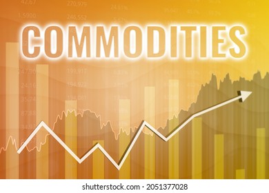 Financial Market Sector Commodities On Yellow Finance Background From Graphs, Charts. Trend Up And Down. 3D Render. Financial Market Concept