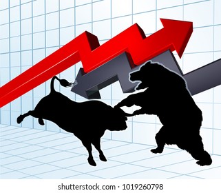 Financial Metaphor Silhouette Bull Versus Bear Stock Vector (Royalty ...