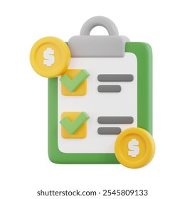 Financial Plan 3D Icons, 3D rendering, Isolated Background