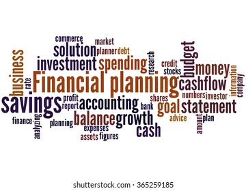 Financial planning, word cloud concept on white background.