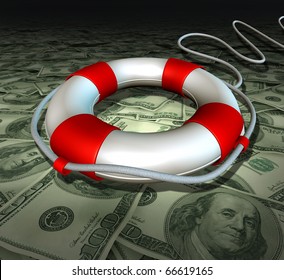 Financial Rescue Help Life Preserver Save Belt Emergency Money Relief Isolated Rope Symbol