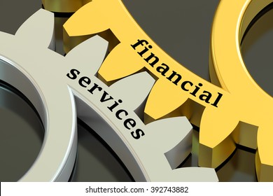 Financial Services Concept On The Metallic Gearwheels