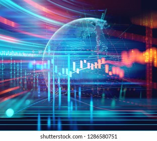 Financial Stock Market Graph On Technology Abstract Background 

