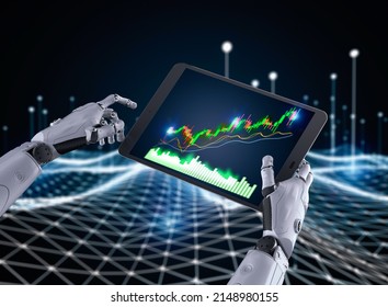 Financial Technology Concept 3d Rendering Robot Stock Illustration ...