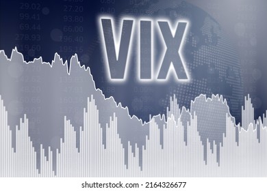 Financial Term VIX (Volatility Index) On Green Background. 3D Render. Soft Focus. Global Economy Concept