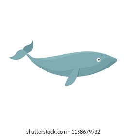 Finback whale icon. Flat illustration of finback whale icon for web isolated on white