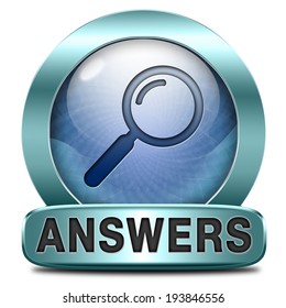 Find Answers Indicating Way To Solve Problems Answer Button Answer Icon Search Answer And Discover Truth Text And Word Concept