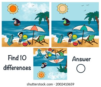 Find the differences. Logical game. Summer 