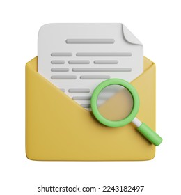 Find Letter Message 3d rendering illustration