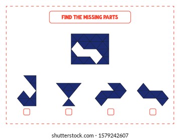 Find Missing Parts Game Educational Exercises Stock Illustration 