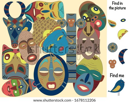 Find in the picture. Find the differences. Logical game. Masks 