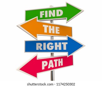 Find The Right Path Best Way Forward Arrow Signs 3d Illustration