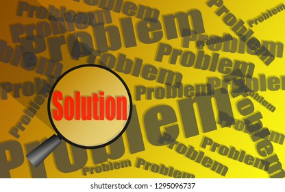 Finding solution from problems with glass magnifier, 3D rendering
