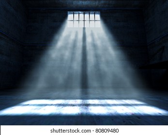 fine 3d image of dark grunge prison