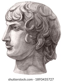 Fine Art. Head Of The David. Face. Academic Professional Drawing. Original Artwork. Graphite On Paper. Greek Mythology And History. Ancient World Culture. Wall Art. 