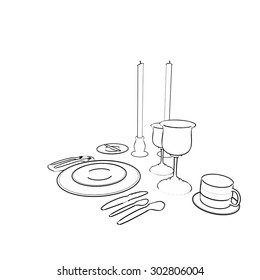 Fine Dining Place Setting Stock Illustration 302806004 | Shutterstock