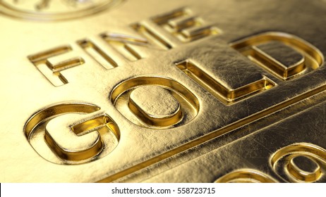 Fine Gold Bar macro - 3d illustration