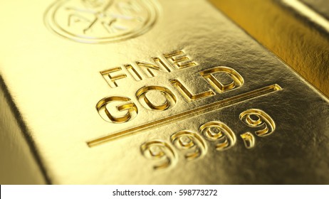 Fine Gold Bar macro - 3d illustration.