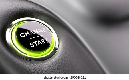 Finger About To Press A Change Button. Concept Of Career Development Or Changing Life