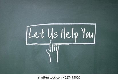 finger click let us help you symbol on blackboard - Powered by Shutterstock