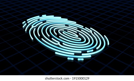 Finger print on dark background. Security and identify. Biometric technology. 3d illustration.
