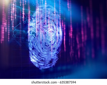 Finger print Scanning Identification System. Biometric Authorization and Business Security Concept. 