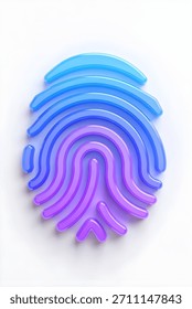 fingerprint 3d rendering isolated on white background cartoon plastic style icon	