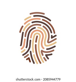 Fingerprint. Different Skin Tones. Concept Of Racial Equality And Anti-racism. Multicultural Society Logo.