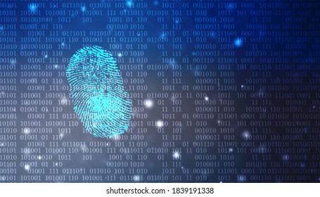 Fingerprint integrated in a printed circuit, releasing binary codes. fingerprint Scanning Identification System. Biometric Authorization and Business Security Concept - Shutterstock ID 1839191338