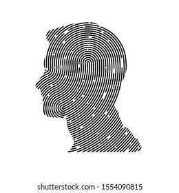 Fingerprint man or human silhouette. Digital security authentication concept. Biometric authorization. Identification. id