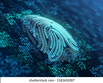 Fingerprint on the digital surface. 3d illustration.