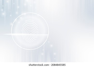 Fingerprint Scanner Background Cyber Security Technology In White Tone